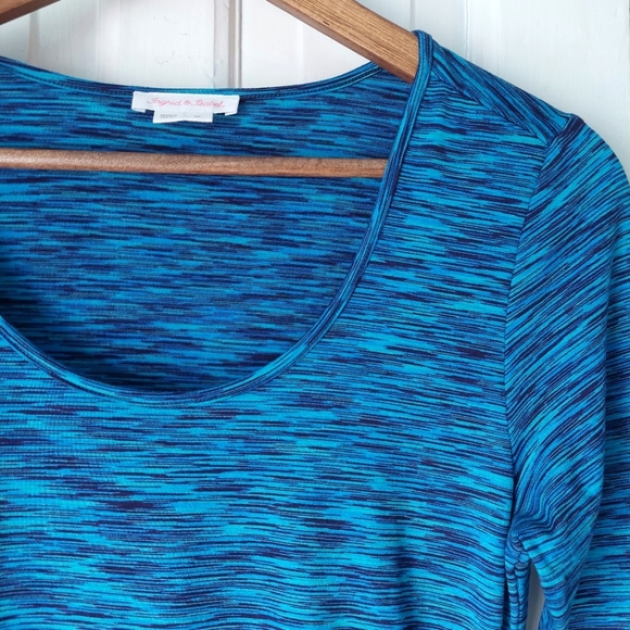 Ingrid + Isabel Static Teal Ruched Long Sleeve Bodycon Maternity Dress Sz M - Picture 3 of 9